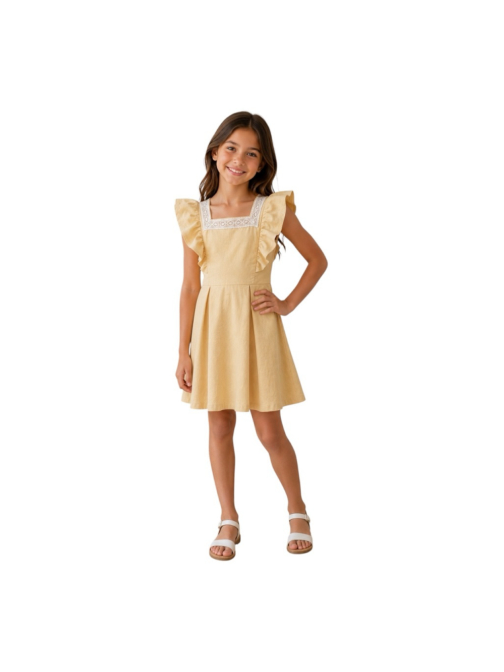 Janie and Jack Yellow Flutter Sleeve Dress Size 10